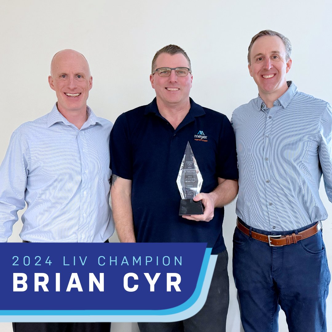 meyerincorp's tweet photo. Each year, we recognize an outstanding team member as our LIV Champion—an honor given each year to someone who exemplifies our core values. This year’s recipient is Brian Cyr, Commercial Operations Manager. Read more: https://t.co/0kJWQW0zVN
#Leadership #Meyer https://t.co/ny8HSK5wCr