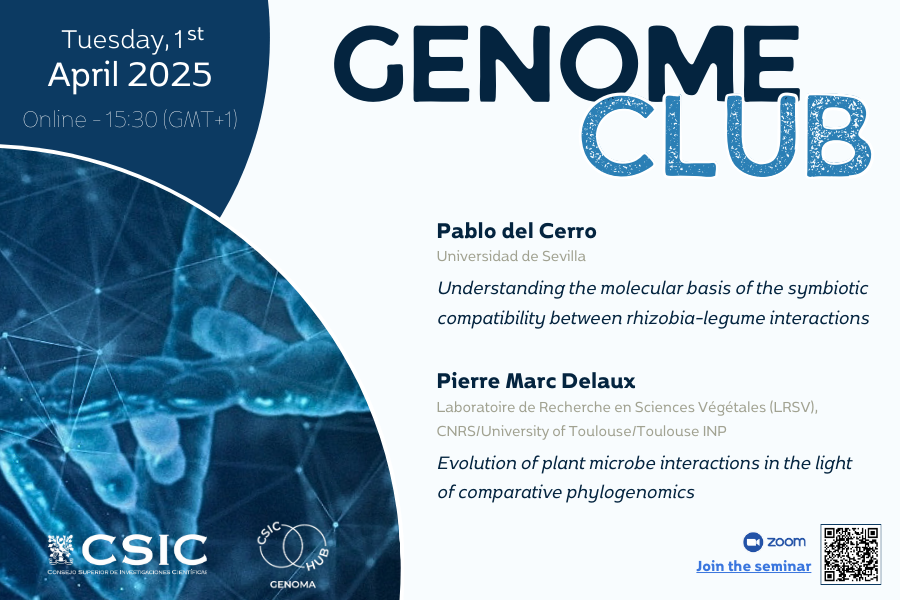 SAVE THE DATE! #GenomeClub

🗓️ 1st April - 15:30 (GMT+1)
📍 Online

🔗conexion-genoma.csic.es/evento/genome-…