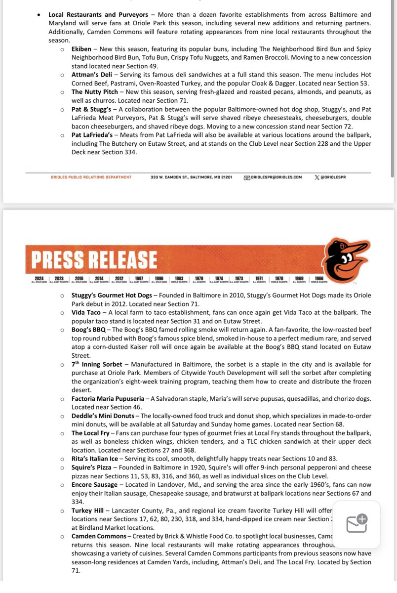 Big news: Ekiben is getting a permanent spot at Camden Yards this season. It'll be by section 49.

Other food updates: