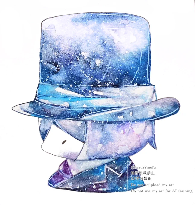#透明水彩星空帽子 