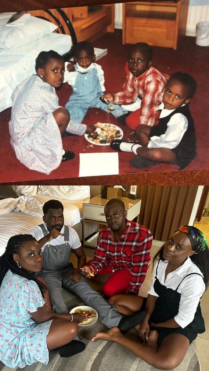 funmioyatogun's tweet image. Twenty eight years later, we recreated our childhood photo. 1997 -&amp;gt; 2025.