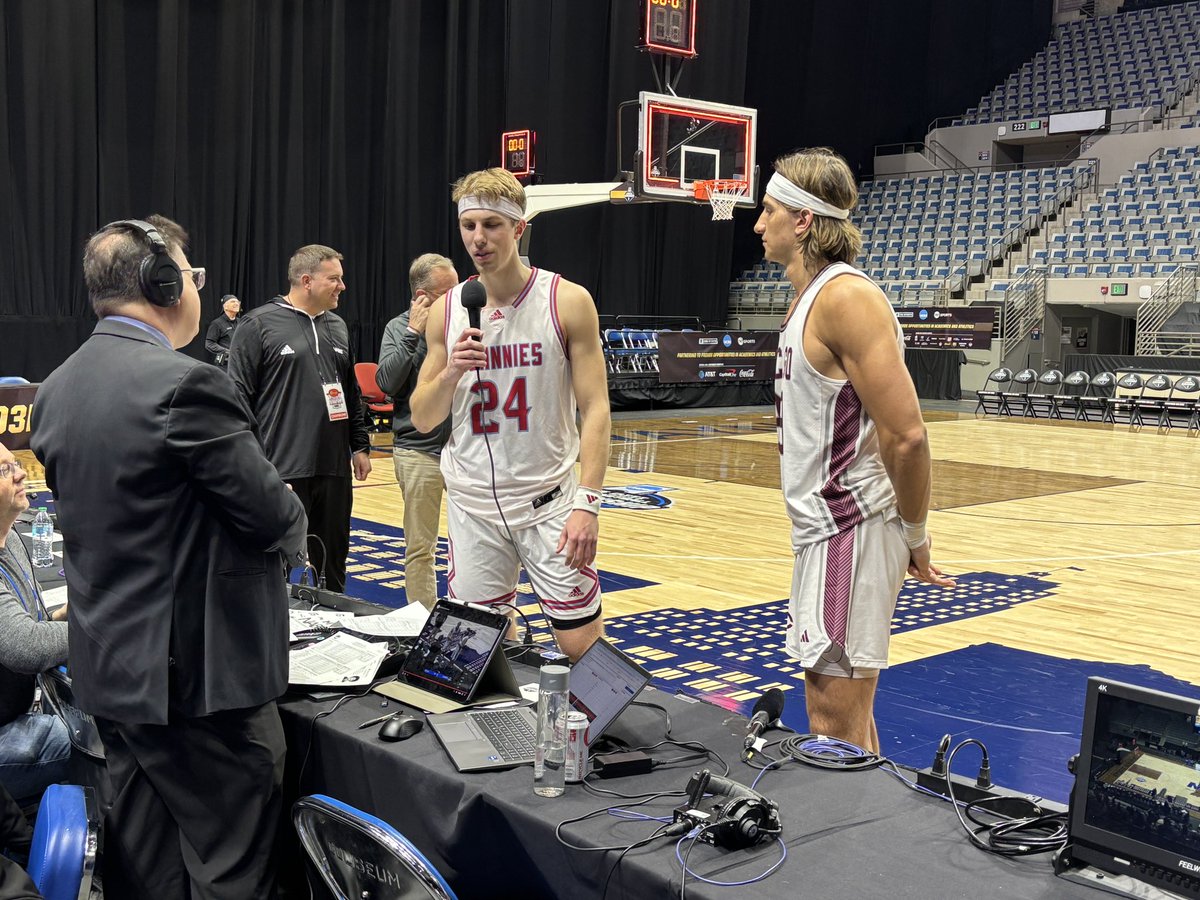 Fun to see two competitors from the NCAA tourney play so well as teammates in the NABC All-Star Game. Here they are being interviewed after the game. #MaroonPride