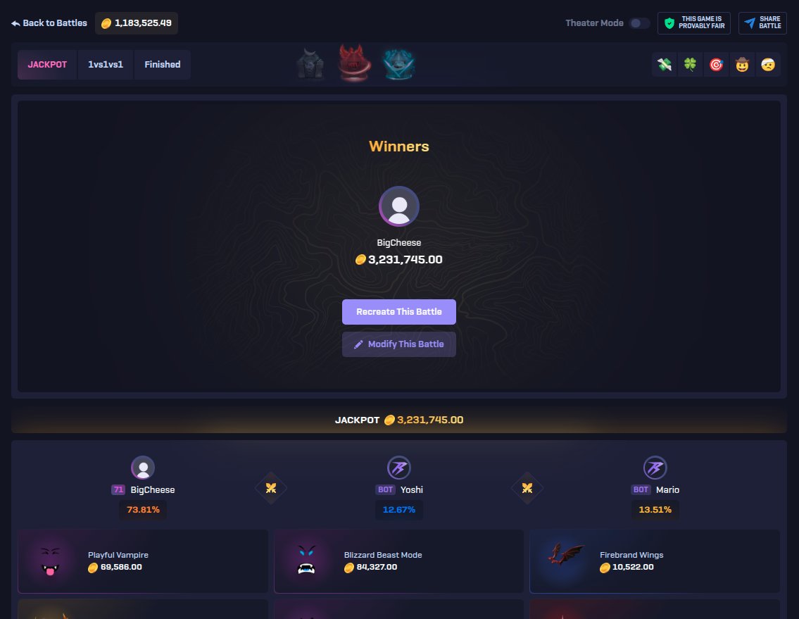 RORUSH (@rorushdotcom) on Twitter photo The Generational Run π
200 $ -> 20,000 $ πΈ
Congratulations to BigCheese β¨ (<a href="/AlexTheGreat491/">Big Cheese</a>)
Some of his Battles: π
cd85a279-6d8c-4406-b27b-8bcbdfa38fe4
369c5328-a4f9-4e1c-a0c3-555b1d784a25
4545a04b-4d87-4b4c-9cba-9d886900da76
8b5fed9d-e7b5-4d3c-ba35-aed53be3ae56 The Generational Run π
200 $ -> 20,000 $ πΈ
Congratulations to BigCheese β¨ (<a href="/AlexTheGreat491/">Big Cheese</a>)
Some of his Battles: π
cd85a279-6d8c-4406-b27b-8bcbdfa38fe4
369c5328-a4f9-4e1c-a0c3-555b1d784a25
4545a04b-4d87-4b4c-9cba-9d886900da76
8b5fed9d-e7b5-4d3c-ba35-aed53be3ae56