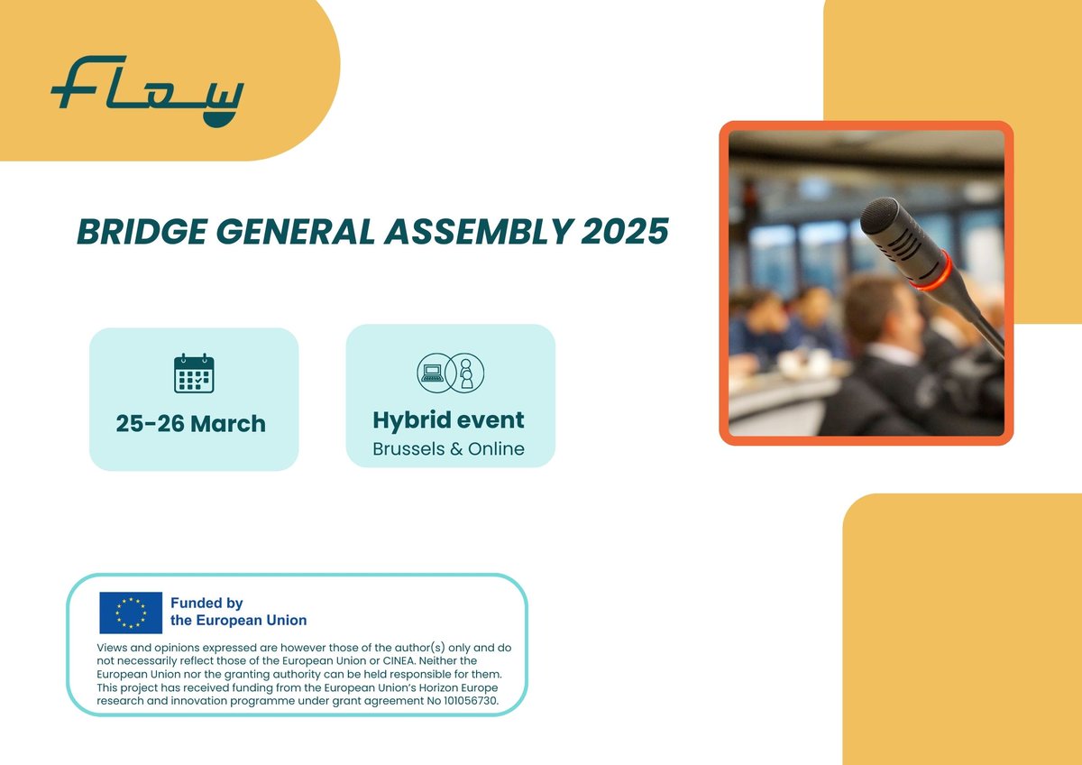 FLOW Project (@flow_v2x) on Twitter photo 🚀Day 1: BRIDGE GA 2025!
FLOW joins BRIDGE discussions with Diana Moneta (<a href="/RSEnergetico/">Ricerca Sistema</a>) in Brussels & <a href="/EngineeringSpa/">ENGINEERING GROUP</a> , <a href="/TUChemnitz/">TU Chemnitz</a> , <a href="/R2M_ES/">R2M Spain</a> with online participation.
Key topics:
-2024 BRIDGE WG chairs achievements
-Innovation barriers
-EU funding opportunities
#bridgeEU 🚀Day 1: BRIDGE GA 2025!
FLOW joins BRIDGE discussions with Diana Moneta (<a href="/RSEnergetico/">Ricerca Sistema</a>) in Brussels & <a href="/EngineeringSpa/">ENGINEERING GROUP</a> , <a href="/TUChemnitz/">TU Chemnitz</a> , <a href="/R2M_ES/">R2M Spain</a> with online participation.
Key topics:
-2024 BRIDGE WG chairs achievements
-Innovation barriers
-EU funding opportunities
#bridgeEU