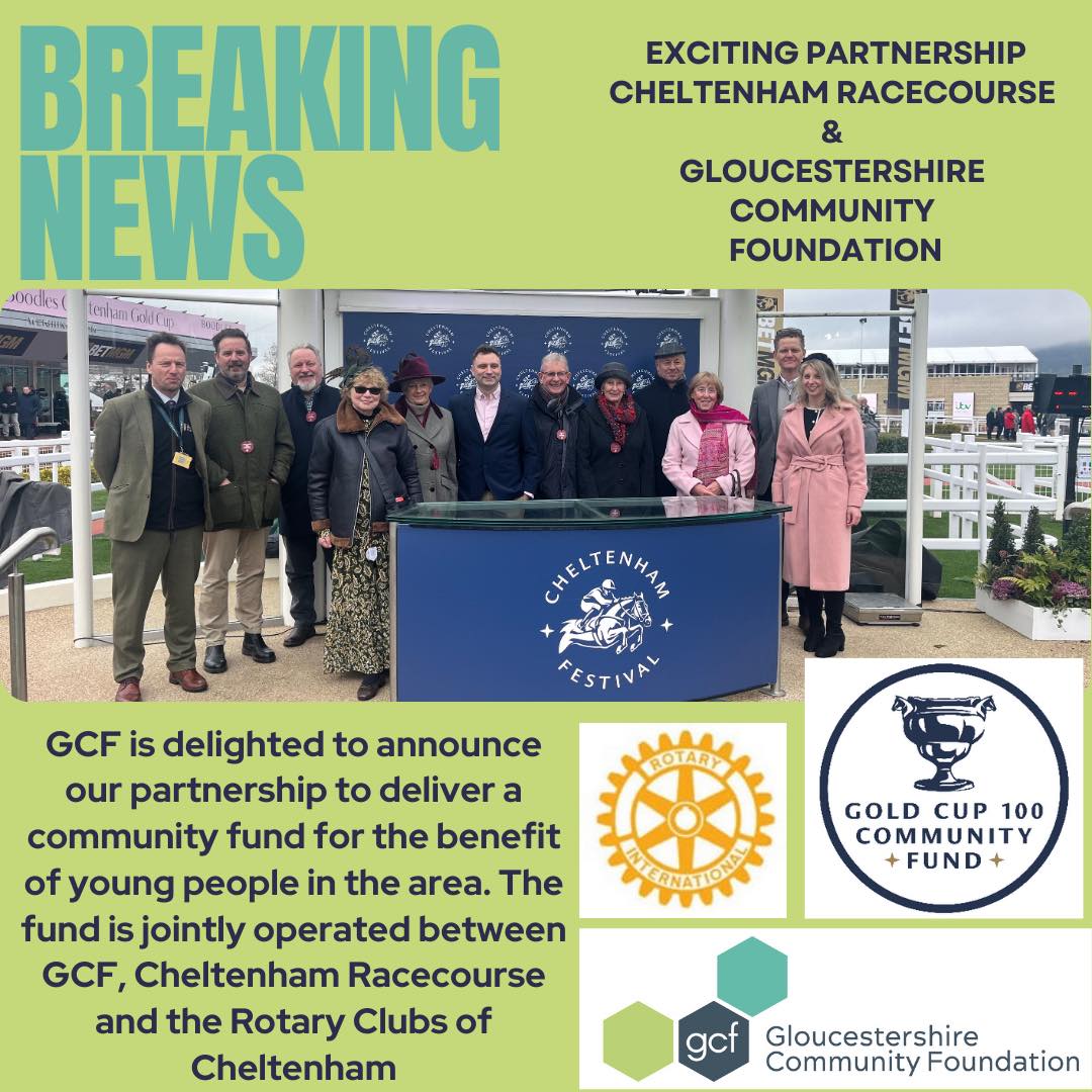 GCF (@cfglos) on Twitter photo We are delighted to announce our partnership with Cheltenham Racecourse to deliver a community fund for the benefit of young people in the area. The fund is jointly operated between GCF, <a href="/CheltenhamRaces/">CheltenhamRacecourse</a> & Rotary Clubs of Cheltenham.
Read on our website
shorturl.at/o1ueC We are delighted to announce our partnership with Cheltenham Racecourse to deliver a community fund for the benefit of young people in the area. The fund is jointly operated between GCF, <a href="/CheltenhamRaces/">CheltenhamRacecourse</a> & Rotary Clubs of Cheltenham.
Read on our website
shorturl.at/o1ueC