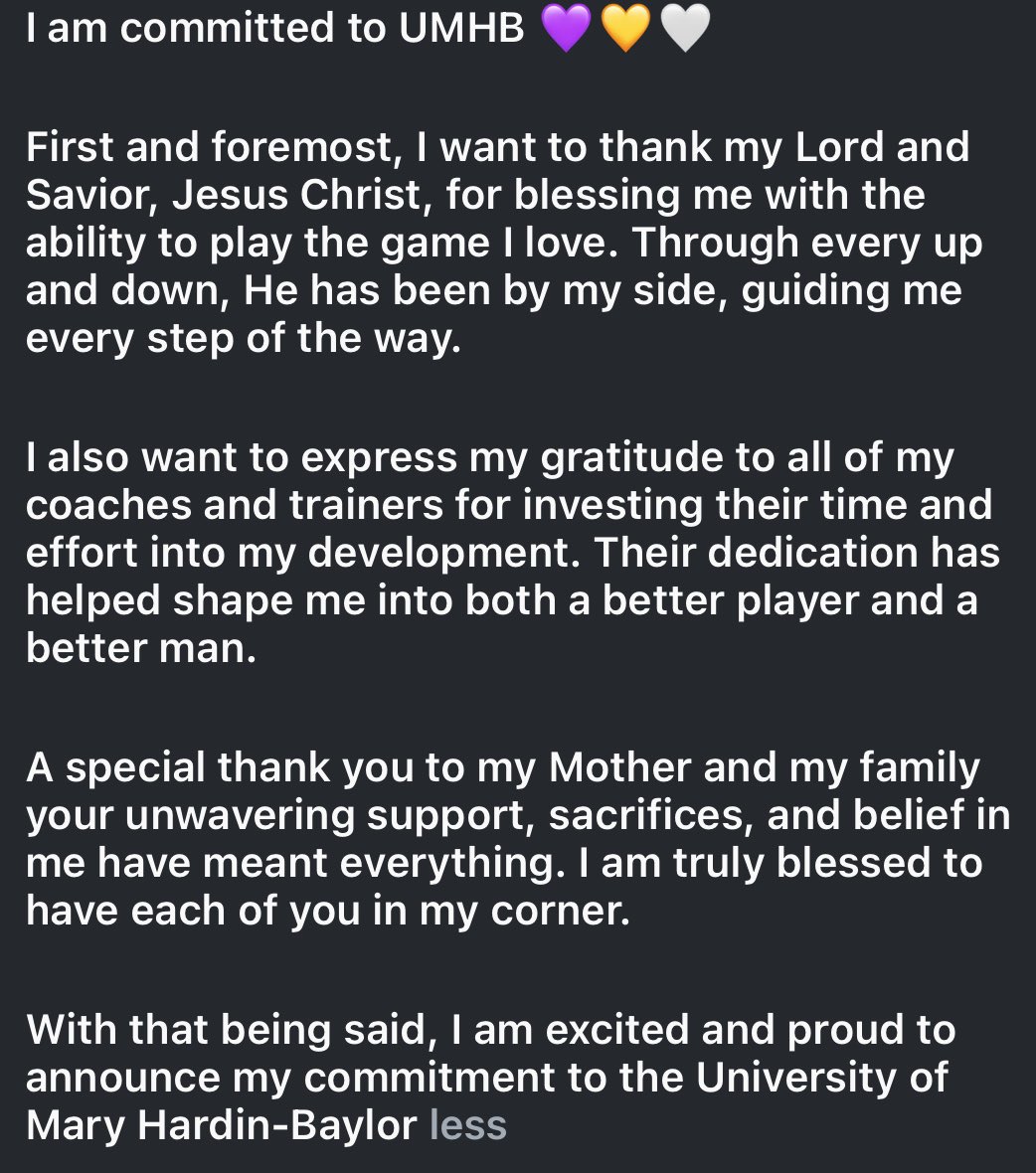 #Committed #AGTG 
<a href="/CruFootball/">UMHB Football🏈</a> <a href="/KeithStiffle/">Keith Stifflemire</a> <a href="/ScatBackOz/">𝐎𝐳𝐢𝐚𝐬 𝐖𝐫𝐢𝐠𝐡𝐭</a> <a href="/Coach_LHarmon/">Larry Harmon</a>