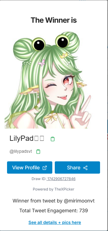mirimoonvt's tweet photo. THANK YOU ALL FOR THE EXCELLENT RECEPTION OF THE RAFFLE!!
As a thank you, I'll be giving  3 prizes instead of 1!!
A BIG THANK YOU ALL!
THE WINNERS PLEASE DM ME!!!!
@Mariiuvu1VT @lilypadsvt @SmithBurkley https://t.co/Y9PK15IkJL