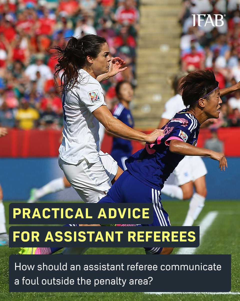 TheIFAB's tweet photo. In counter-attack situations, the #assistantreferee should be able to give information such as:
➡️ whether or not a foul has been committed
➡️ whether a foul was committed inside or outside the penalty area
➡️ what disciplinary action should be taken https://t.co/EMalN5yoKE