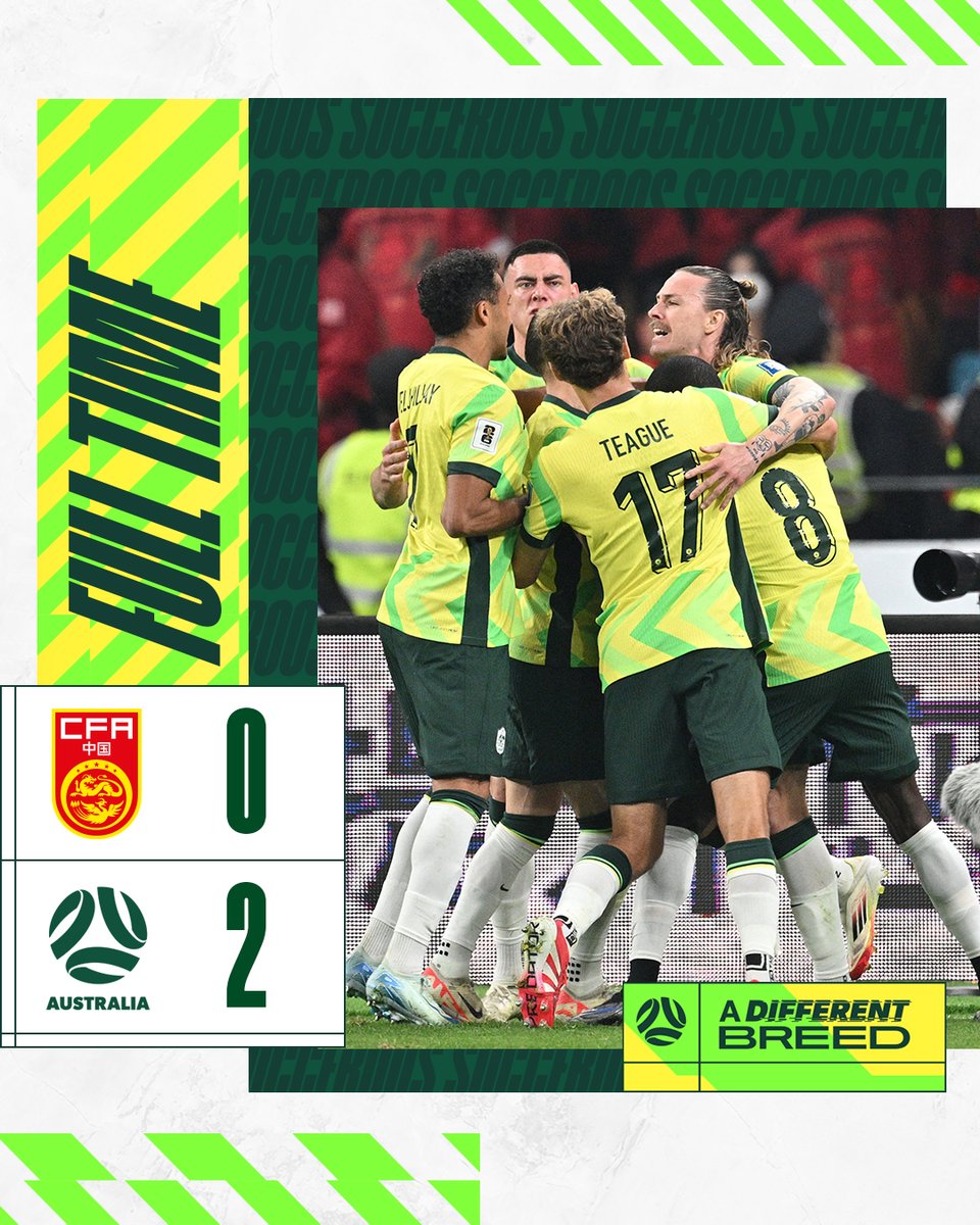 FT | Three massive points away against China in our <a href="/FIFAWorldCup/">FIFA World Cup</a> qualification journey 💚💛

A successful March window ends with six points 🧳 

#Socceroos #CHNvAUS