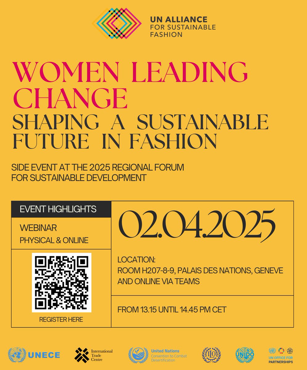 Meet the changemakers redefining fashion for a sustainable future 💚

Join us as women leaders share how they’re transforming the industry to empower communities and protect the planet #SustainableFashion #UNited4Land

More info and registration: unccd.int/events/other/w…