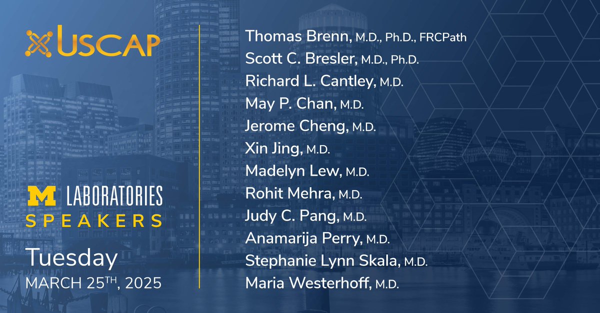 Michigan Medicine Laboratories (MLabs) (@mlabsum) on Twitter photo More of our top faculty speaking at USCAP today! For full details, see our convenient speaker brochure: michmed.org/nVq8M or stop by booth 608 for a printed copy! #USCAP2025 <a href="/drmehrarohit/">ROHIT MEHRA</a> More of our top faculty speaking at USCAP today! For full details, see our convenient speaker brochure: michmed.org/nVq8M or stop by booth 608 for a printed copy! #USCAP2025 <a href="/drmehrarohit/">ROHIT MEHRA</a>
