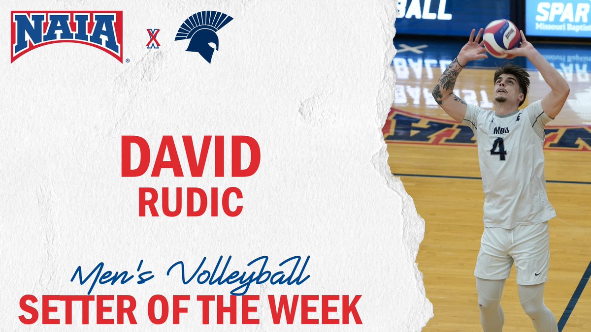 M🏐
David Rudic of <a href="/MBUAthletics/">Missouri Baptist Athletics</a> is this week's #NAIAMVB Setter of the Week, averaging 14.10 assists per set 

For more --&gt; naia.prestosports.com/x/rxpze

#collegevolleyball #NAIAPOTW