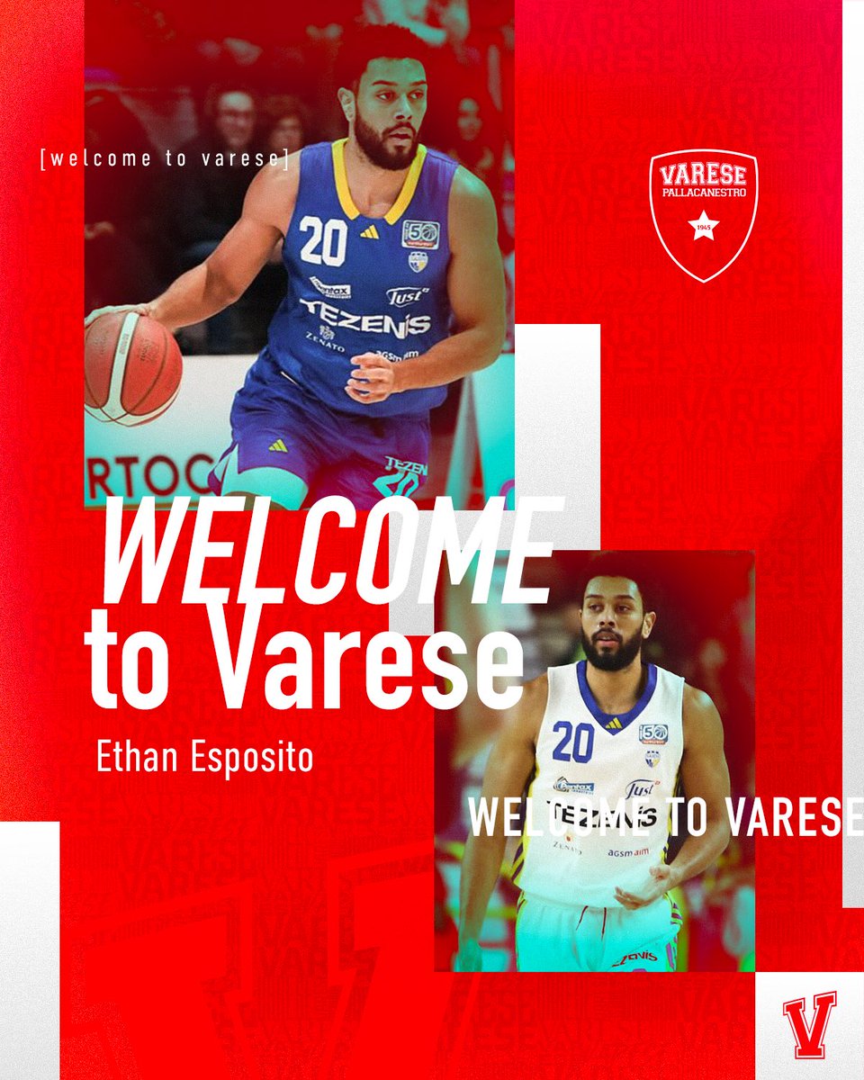 PallVarese's tweet image. 📣 𝘼𝙉𝙉𝙐𝙉𝘾𝙄𝙊 

Pallacanestro Varese è felice di comunicare di aver trovato un accordo con Ethan Esposito che da oggi è ufficialmente un nuovo giocatore della #Openjobmetis ⚪️🔴

Biancorossi diamogli il benvenuto come solo noi sappiamo fare ❤️

#NoiSiamoVarese