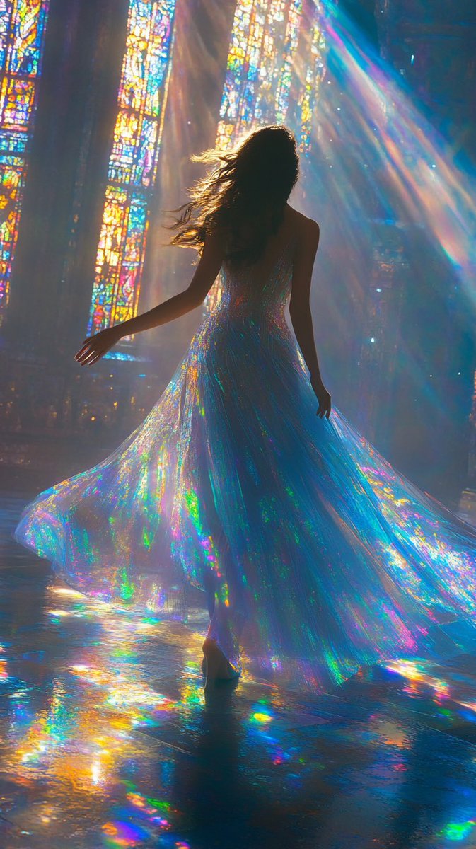 &gt;Dancer of Light&lt;

She twirled among colorful reflections, wrapped in an ethereal glow. The light pierced the stained-glass windows and followed her every movement, as if the cathedral itself wanted to dance with her

Good evening, Masters! 🌟
#aiartcommunity #aiartawareness