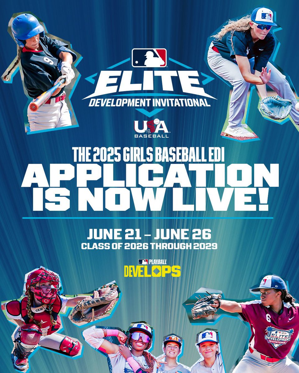 Just 5 DAYS LEFT to apply for the Girls Baseball Elite Development Invitational!

Eligibility: Class of 2026-2029
DEADLINE: Sunday, March 30th
REGISTRATION: bit.ly/3FjaQyk