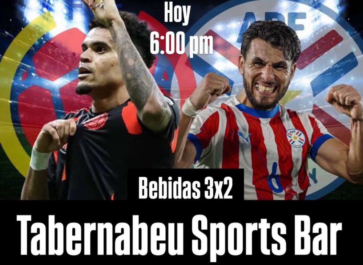 Martes de #eliminatoriasConmebol 
#Argentina vs #Brasil 6:00 pm
#Colombia vs #Paraguay 6:00 pm
#Venezuela vs #Perú 6:00 pm
#Bolivia vs #Uruguay 6:00 pm 
#Chile vs #Ecuador 6:00 pm
Todos al Tabernabeu #EliminatoriasSudamericanas
