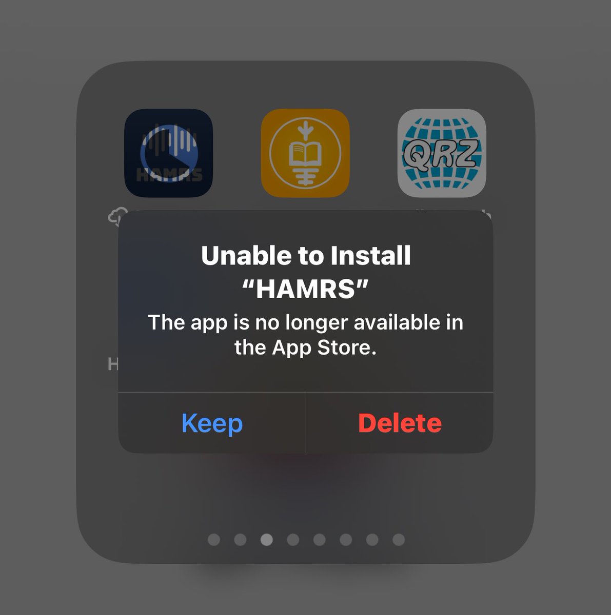 I upgraded to the iPhone 16 Pro Max yesterday and am currently running iOS 18.3.2. I went to redownload HAMRS on my new iPhone, and encountered this. Has anyone else had this issue???

#HamRadio #AmateurRadio #KO4TJP #WSGW481 #Apple #iPhone #HAMRS