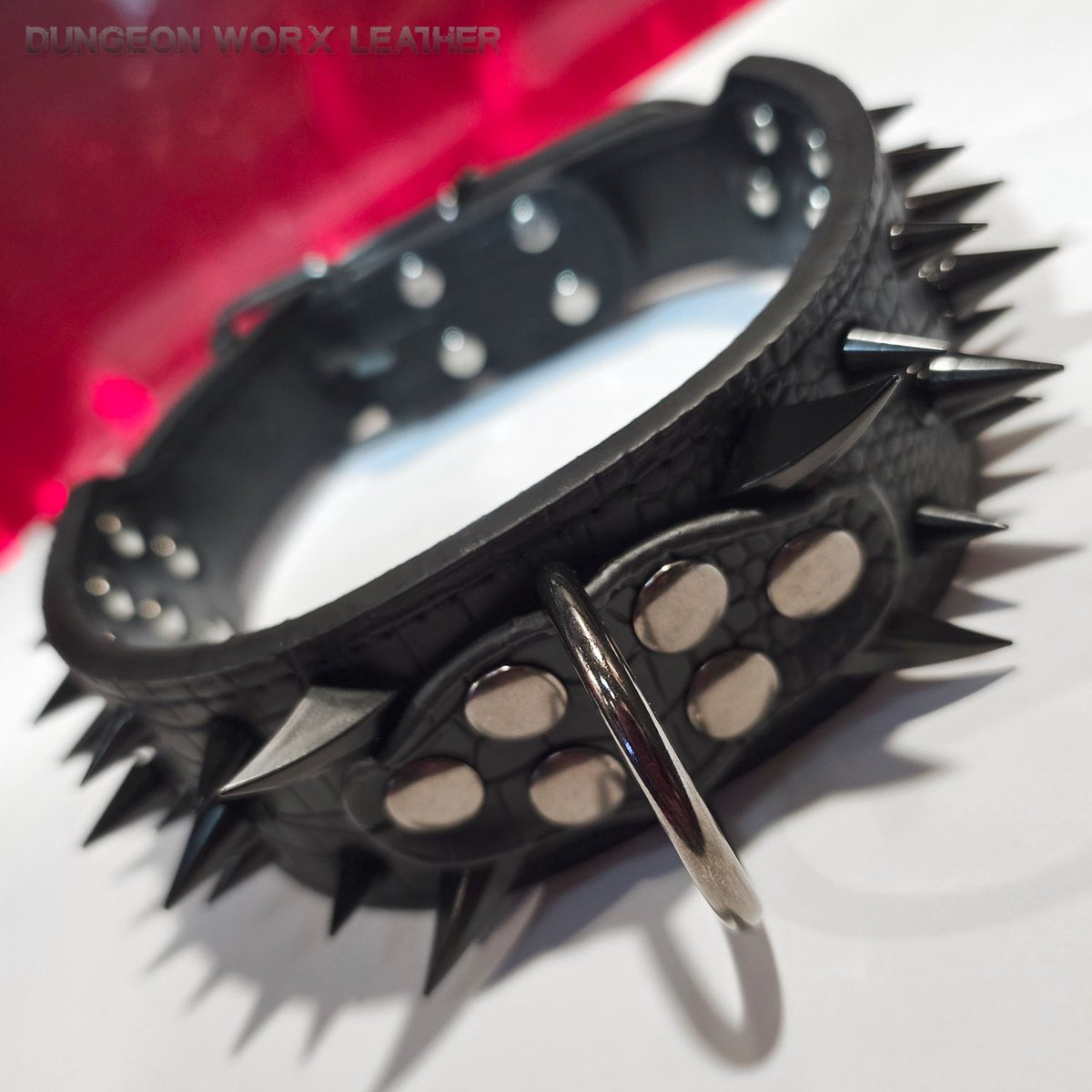 DWLeatherGirl's tweet photo. NEW! Heavy Vegan Leather Spiked BDSM Petplay D-ring Collars are here! 

You have to see them to believe them! 🫦🖤❤️🔥

https://t.co/IbsVZxsbtR https://t.co/nuUjITr2k1