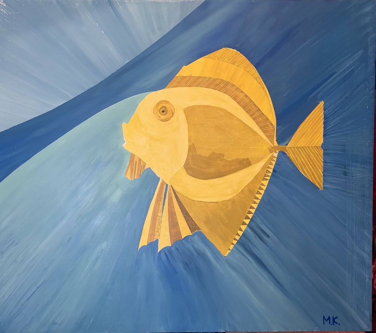 #modernart #popart #fish #fishart #paintings #handmade #Catholic 
The Golden Fish   68x64 acrylic.
