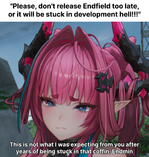Pestana02YT's tweet photo. Another year? No problem!
DEV Comm//01 were 7 bullet-point long, and even if it takes them another year, it's okay for them to do so. Criticizing "tourists" for stupidity, but you need the game to be released on-time" to keep the hype? Don't flip-flop

#Arkngihts #Endfield https://t.co/J4qKDW3dOT