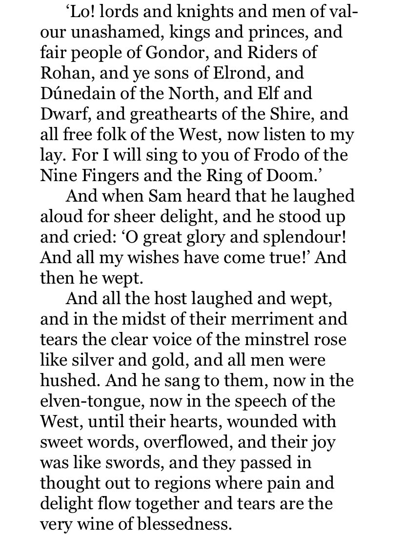 jacqueboatman's tweet image. “…their hearts, wounded with sweet words, overflowed, and their joy was like swords, and they passed in thought out to regions where pain and delight flow together and tears are the very wine of blessedness.”

- Tolkien, The Return of the King #TolkienReadingDay
