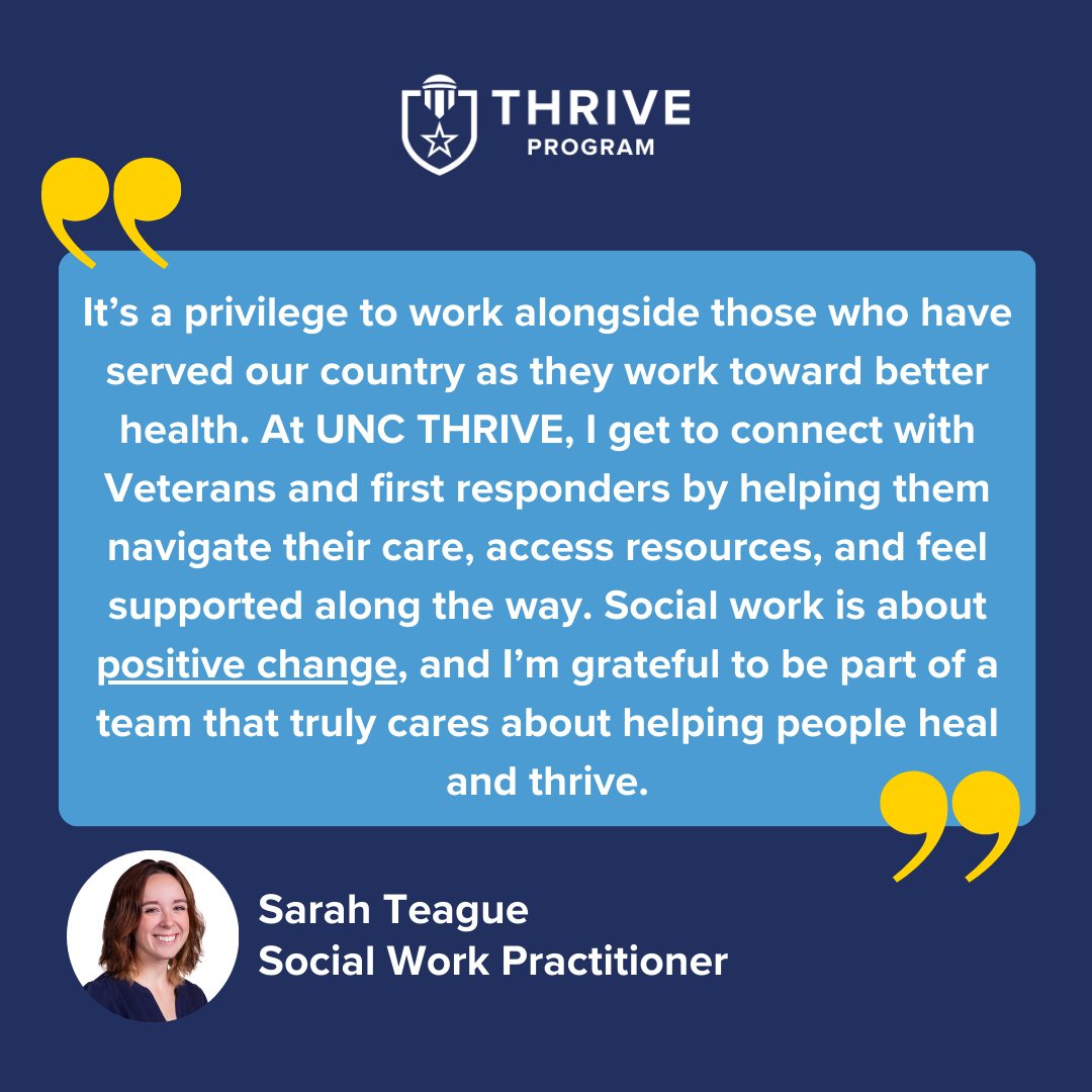 March is National #SocialWorkMonth! 👩🏻‍💻🧠📂

We're lucky to have two incredible Social Work Practitioners as a part of our program staff. Their work with our Veterans and first responders at every step of the process makes a world of difference.

#veteran #tbiprogram #tbi #unc