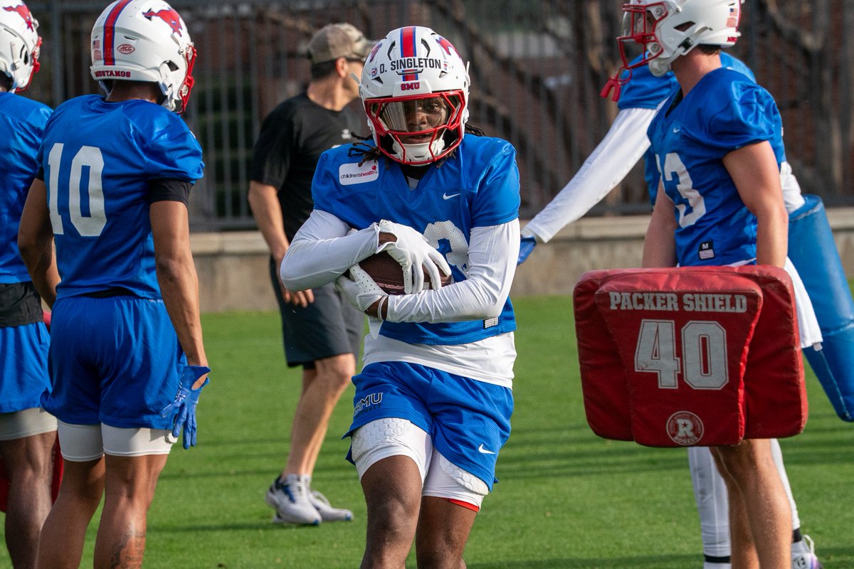 Jordan Hofeditz (@jhofeditz) on Twitter photo New faces and new numbers as SMU football opens spring practices today. RB Derrick McFall (0) and WR Jordan Hudson (2) have new numbers while Addison Nichols and Daylon Singleton go through their first practice as Mustangs
#PonyUp #SMU <a href="/SMUMustangs/">SMU Athletics</a> <a href="/SMUFB/">SMU Football</a> New faces and new numbers as SMU football opens spring practices today. RB Derrick McFall (0) and WR Jordan Hudson (2) have new numbers while Addison Nichols and Daylon Singleton go through their first practice as Mustangs
#PonyUp #SMU <a href="/SMUMustangs/">SMU Athletics</a> <a href="/SMUFB/">SMU Football</a>