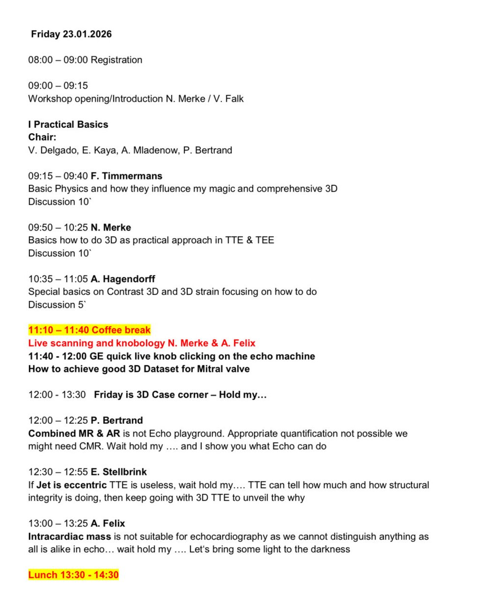 #3DEchoBerlin #echofirst Workshop by ⁦<a href="/DHZB_Akademie/">DHZB Akademie</a>⁩ at ⁦<a href="/dhzcharite/">Deutsches Herzzentrum der Charité</a>⁩ 23.01. - 25.01.2026 just a small glimpse at the program way more to come after this 💪 start. Btw registration is open