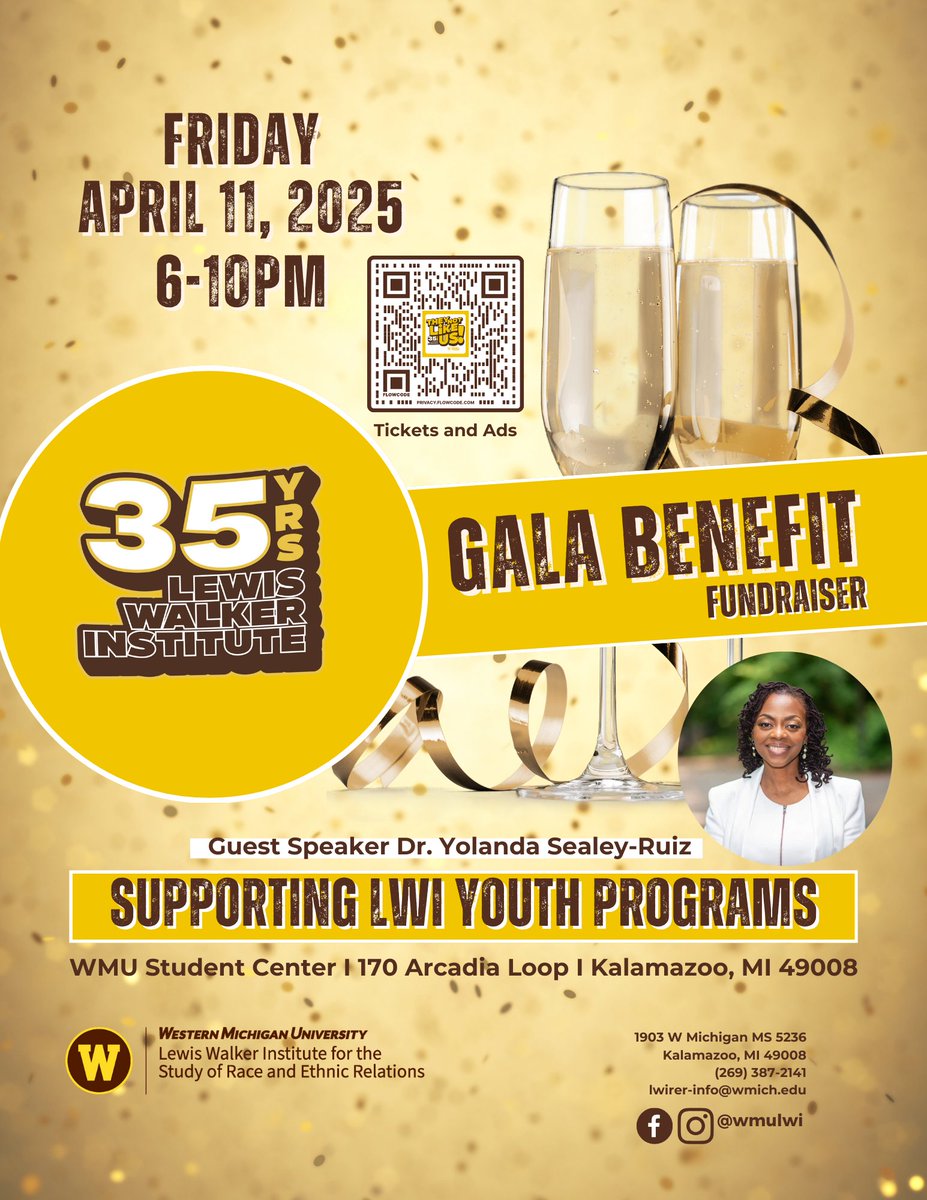 ReadWriteKzoo's tweet image. Join our friends at the Lewis Walker Institute for a meaningful and memorable evening at their Gala Benefit Fundraiser on Friday, April 11, 2025, at the WMU Student Center.

This special night supports LWI Youth Programs, helping to uplift and empower the next generation.