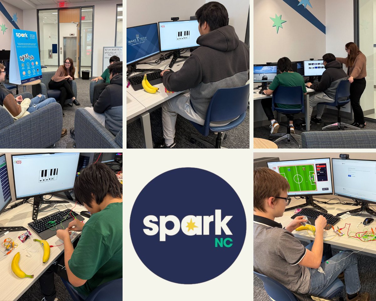 Our Computer Science students visited the SparkNC lab at Wake Tech East! SparkNC empowers students to explore careers in high-tech fields such as cybersecurity, artificial intelligence &amp; machine learning, software development, and computer systems engineering.