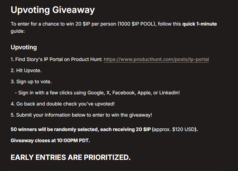 🔥 1분만에 스토리(<a href="/StoryProtocol/">Story</a> ) 밀어주고 18만원 받기

오늘 BNB 월렛 시급 20만원 세일 달콤하셨나요..이제는 분급 18만원을 받아갑시다. 스토리가 프로덕트 헌트라는 뉴테크 프로덕트를 스포트라이트하는 플랫폼에서 1위를 하고싶나봅니다!

현재 3위를 하고 있는데, 1등의 고지 그렇게 멀지