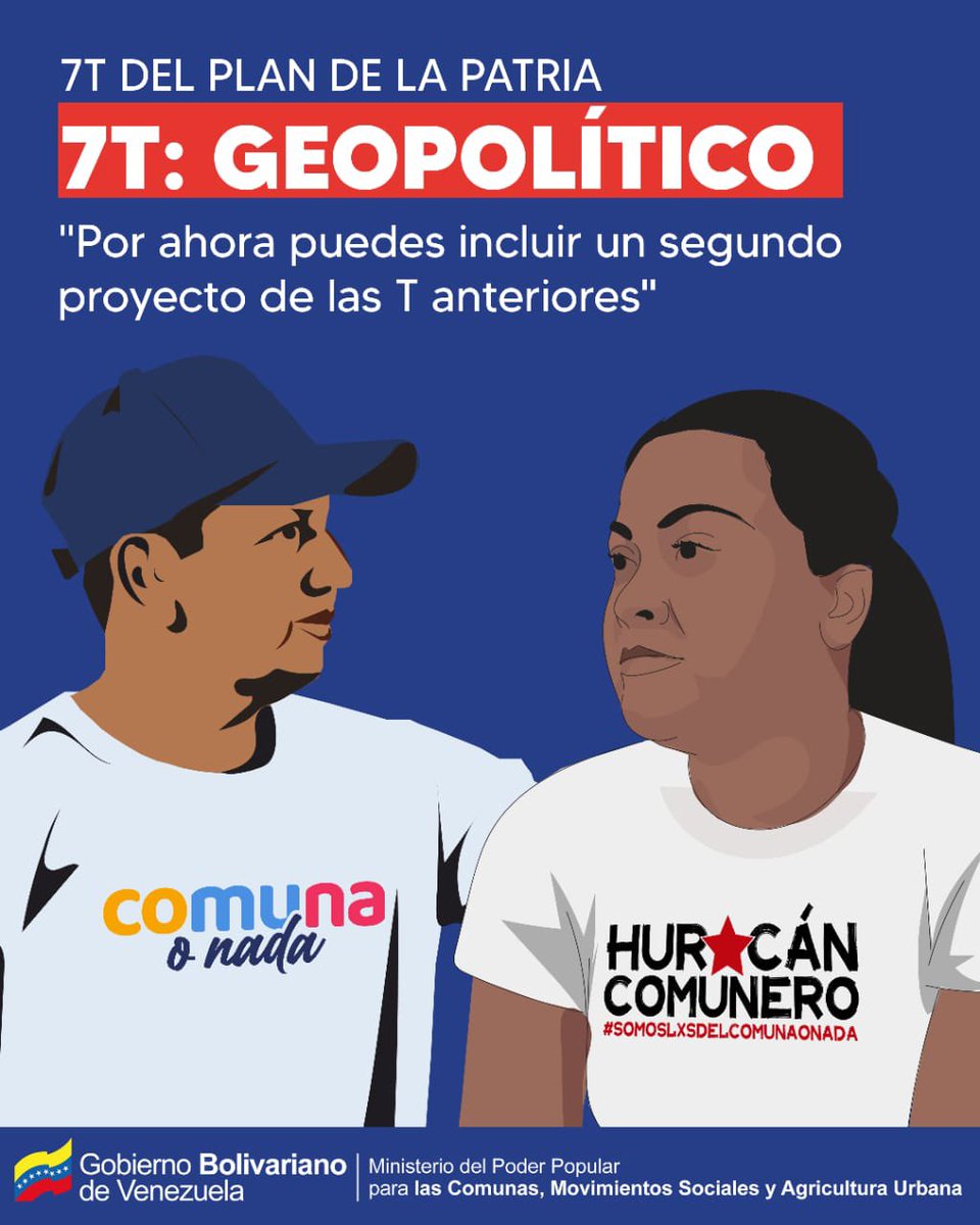 📢 ¡Guía para la carga de proyectos vinculados a las 7T del Plan de la Patria! 🇻🇪📋

🔹 Sé parte de las mejoras a nuestras comunidades y del crecimiento de nuestro país cargando los proyectos de tu Comuna en las Salas de Autogobierno Comunal, las propuestas deben estar enmarcadas