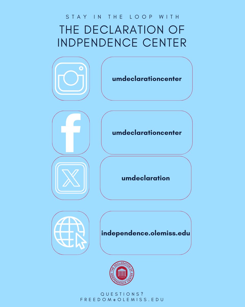 Thank you to everyone who has recently followed us in support of our efforts! If you would like more information, please visit us at: independence.olemiss.edu