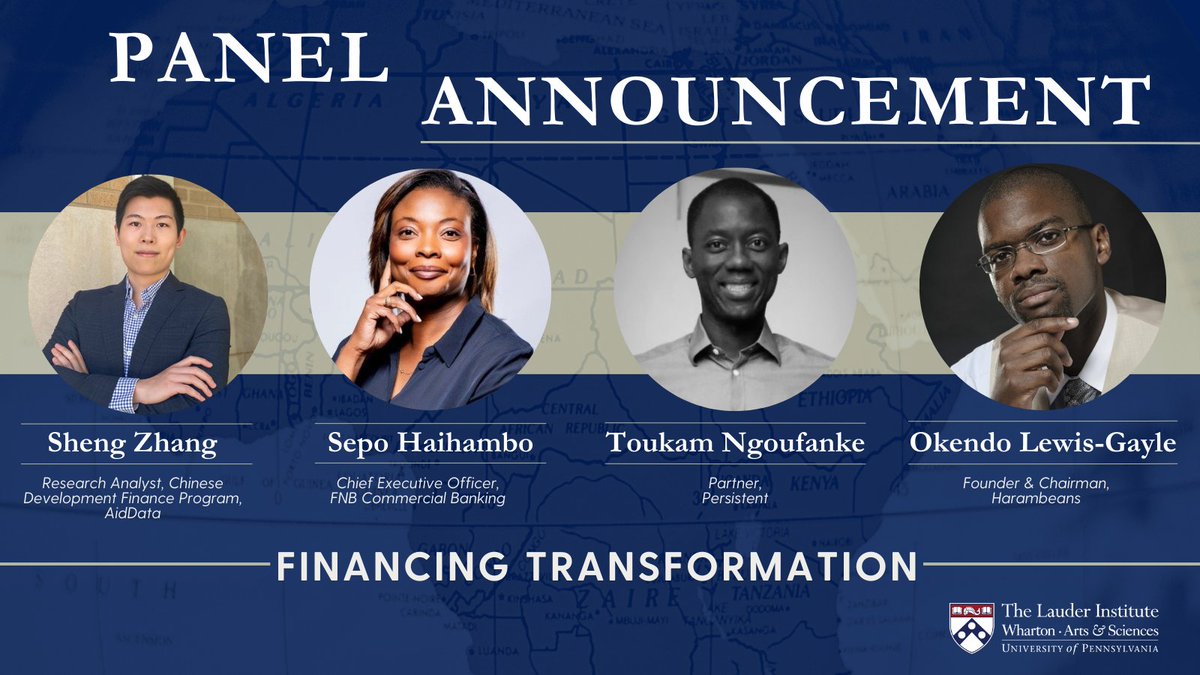 How has finance – for better or worse – driven transformational change across #Africa? Our panelists will focus on the role of #finance in supporting #sustainabledevelopment, #innovation, and #infrastructure change on Saturday, April 5th.💸

Register: tinyurl.com/africafutures