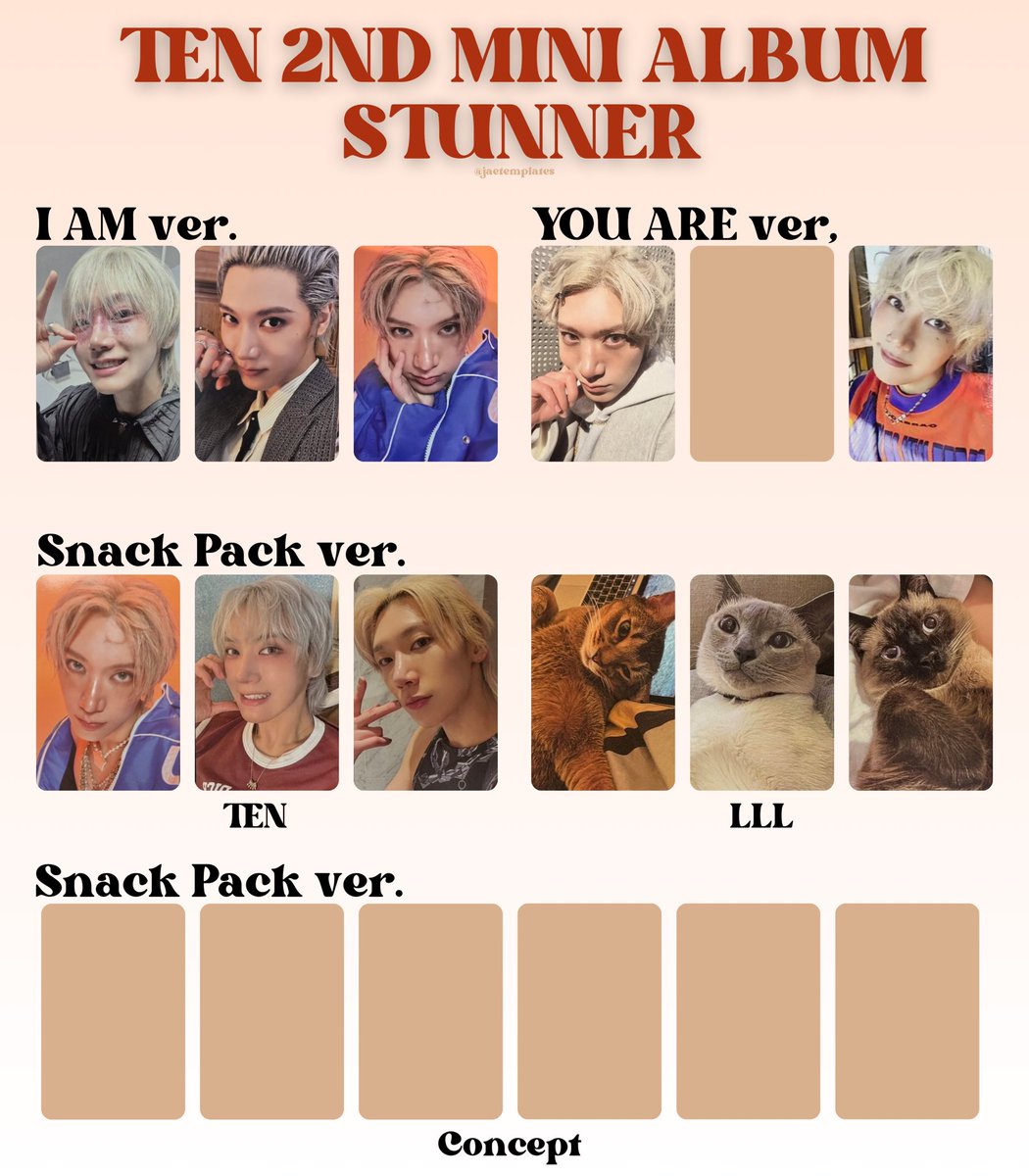 Ten 2nd mini album STUNNER album photocards I Am version you are