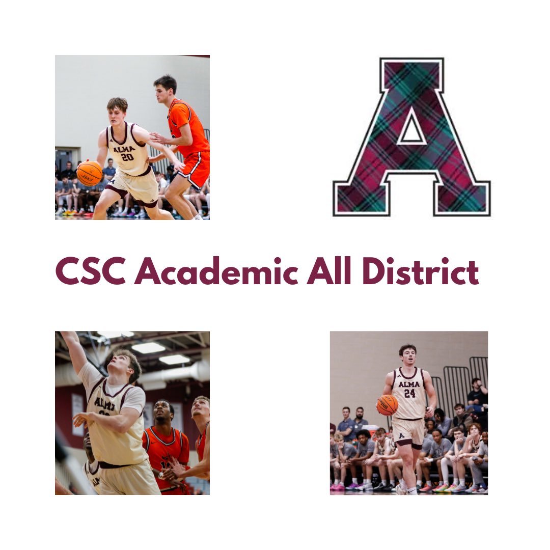 Alma College Men's Basketball (@almascotsmbb) on Twitter photo Congratulations to three of our guys for being named to the <a href="/CollSportsComm/">College Sports Communicators</a> Academic All-District Team:
Josh Elliott ‘26
Aidan Judsen ‘25
Paul Gadde ‘25 Congratulations to three of our guys for being named to the <a href="/CollSportsComm/">College Sports Communicators</a> Academic All-District Team:
Josh Elliott ‘26
Aidan Judsen ‘25
Paul Gadde ‘25