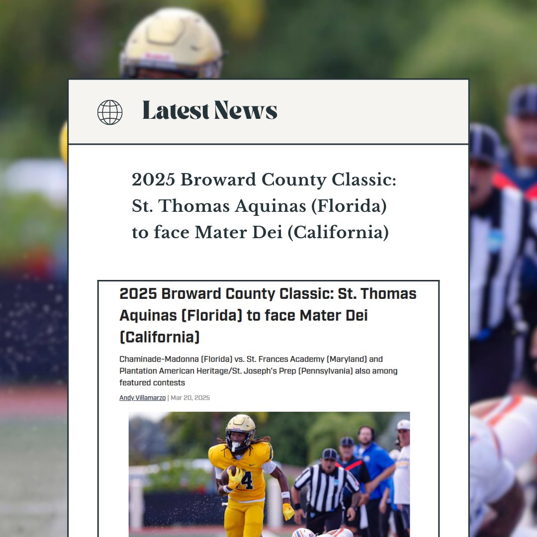In the news on Sports Illustrated! The 4th Annual Broward County High School Football Classic is set for August 2025. To read more visit bit.ly/42atEIa.
