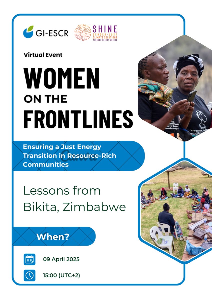 Women Powering a Just Energy Future!
Join us for a webinar on how women in resource-rich communities are leading fair &amp; sustainable energy solutions. 🌍✨
📅 09 April 2025 | ⏰ 15:00 (UTC+2)
📢 Register now: bit.ly/4cddFO4