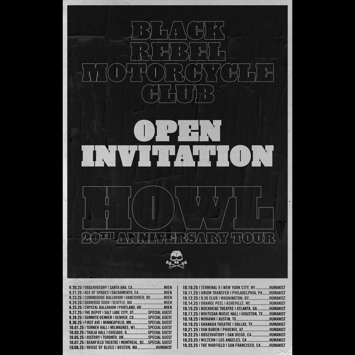 We’re beyond thrilled to announce that we’ll be supporting the incredible Black Rebel Motorcycle Club on their U.S. tour this October! What an absolute honor - we can’t wait to be part of it.

Huge thanks to BRMC for having us. 

Love &amp; respect,
Rob x 

<a href="/BRMCofficial/">BRMCofficial</a> <a href="/bellaunion/">Bella Union</a>