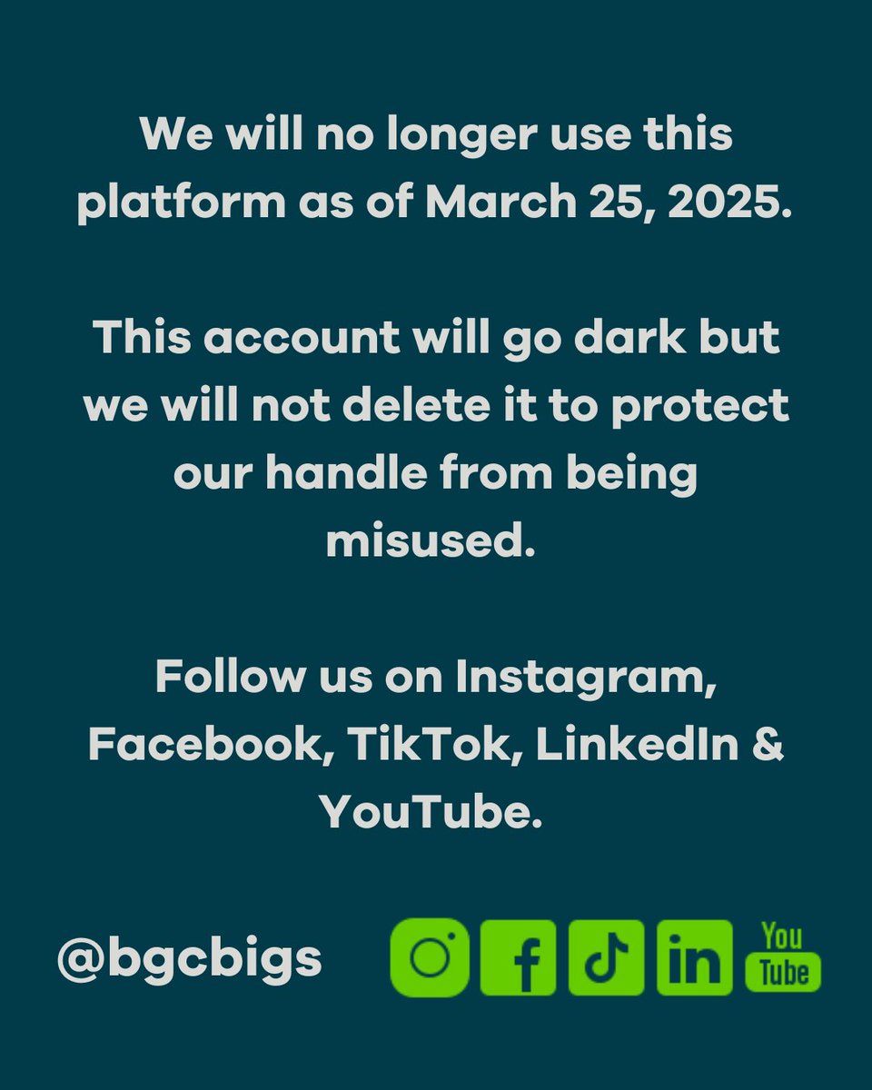 📢 As of March 25, we will no longer maintain an active presence on X. We remain committed to connecting with our community and can be found on other platforms. We will not delete this account to prevent our handle from being misused. Please follow us on our other channels.  💚💙