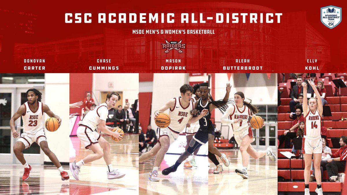 🚨𝐀𝐂𝐀𝐃𝐄𝐌𝐈𝐂 𝐀𝐋𝐋-𝐃𝐈𝐒𝐓𝐑𝐈𝐂𝐓🚨

<a href="/MSOE_Mensbball/">MSOE Mens Basketball</a> land three and <a href="/MSOEwbb/">MSOE Women’s Basketball</a> land two members as CSC Academic All-District honors

📰:msoeraiders.com/news/2025/3/25…

#TheRaiderWay #d3hoops