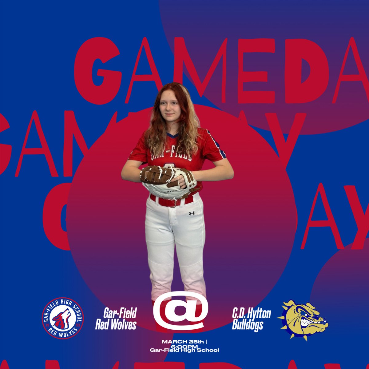 Away at Hylton here we go! 🥎 tickets on HomeTown Ticketing app and live on Gamechanger 🎟️ <a href="/G_FHSAthletics/">Gar-Field Athletics</a> 
@ Hylton Bulldogs  
🕕 6:00pm
📍 at C.D. Hylton High School