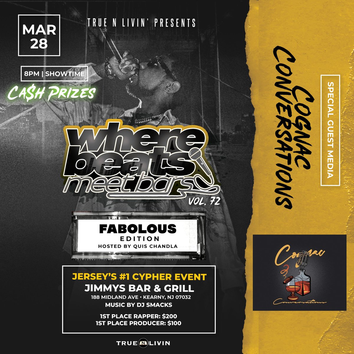 #ad "Bars, beats &amp; big moments—WBMB Vol. 72 is bringing the heavy hitters. 🎤 Judge Deep Cova calls it how he sees it, while headliners Jugmanxo, King Bluez &amp; DECEPTICON set the stage on fire. Plus, Cognac Conversations in the building! 3 days away. GA tix just $10! #linkinbio"