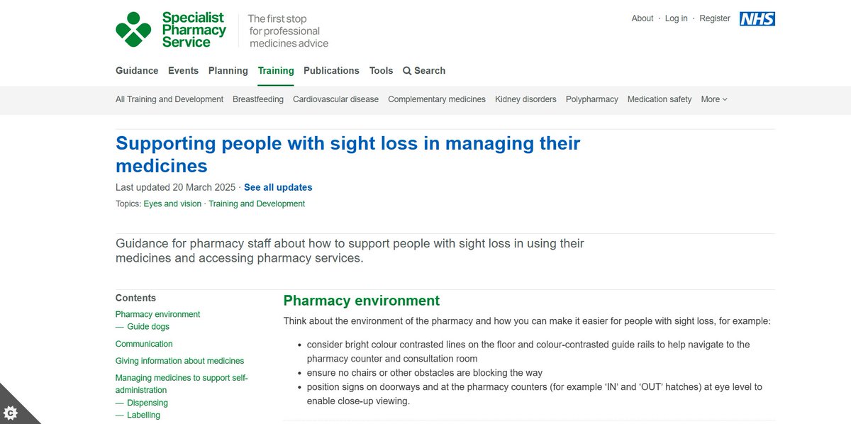 S.E.F.H (@sefh_) on Twitter photo 👁️💊 Cómo ayudar a las personas con pérdida de visión a gestionar sus medicamentos
Web <a href="/NHS_SPS/">NHS Specialist Pharmacy Service</a> con consejos prácticos para mejorar su experiencia en la farmacia: desde comunicación adaptada y etiquetado en braille o letra grande, hasta cómo diferenciar envases y facilitar la 👁️💊 Cómo ayudar a las personas con pérdida de visión a gestionar sus medicamentos
Web <a href="/NHS_SPS/">NHS Specialist Pharmacy Service</a> con consejos prácticos para mejorar su experiencia en la farmacia: desde comunicación adaptada y etiquetado en braille o letra grande, hasta cómo diferenciar envases y facilitar la