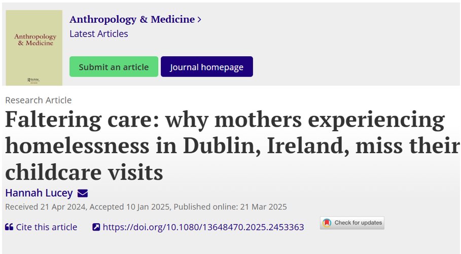 [New open access article] Faltering care: why mothers experiencing homelessness in Dublin, Ireland, miss their childcare visits drugsandalcohol.ie/42920/