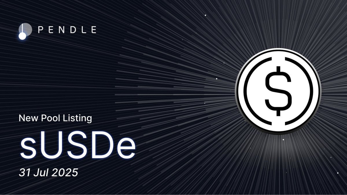 Pendle (@pendle_fi) on Twitter photo Your favourite <a href="/ethena_labs/">Ethena Labs</a> x Pendle duo is back again with a new sUSDe (31 July 25) pool to meet all your point and yield needs.
Whether you want to trade points, earn fixed yield, or farm stables, this is THE pool for you.
Read on.
👇 Your favourite <a href="/ethena_labs/">Ethena Labs</a> x Pendle duo is back again with a new sUSDe (31 July 25) pool to meet all your point and yield needs.
Whether you want to trade points, earn fixed yield, or farm stables, this is THE pool for you.
Read on.
👇