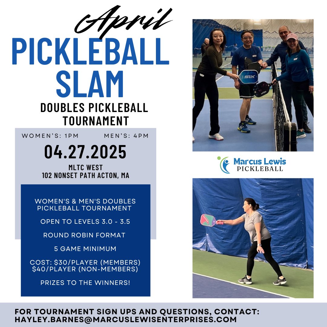 Sign up for our April Pickleball Slam Doubles Pickleball Tournament