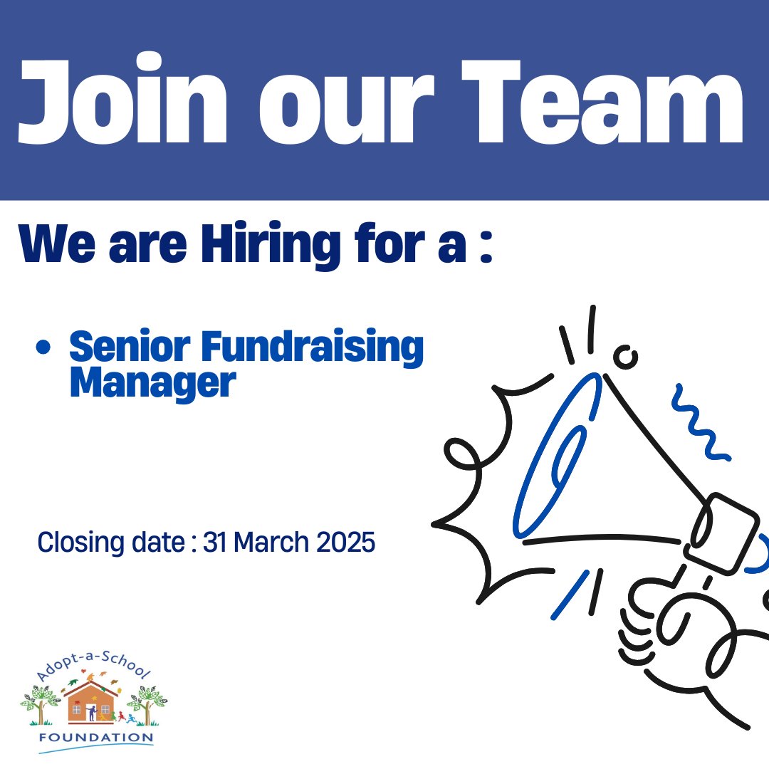 AdoptaSchoolSA's tweet image. We are seeking a dynamic Senior Fundraising Manager to join our team and lead both local and international fundraising efforts.   Apply today and be part of a great cause. za.indeed.com/jobs

#DrivingQualityEducation
#OneSchoolAtATime