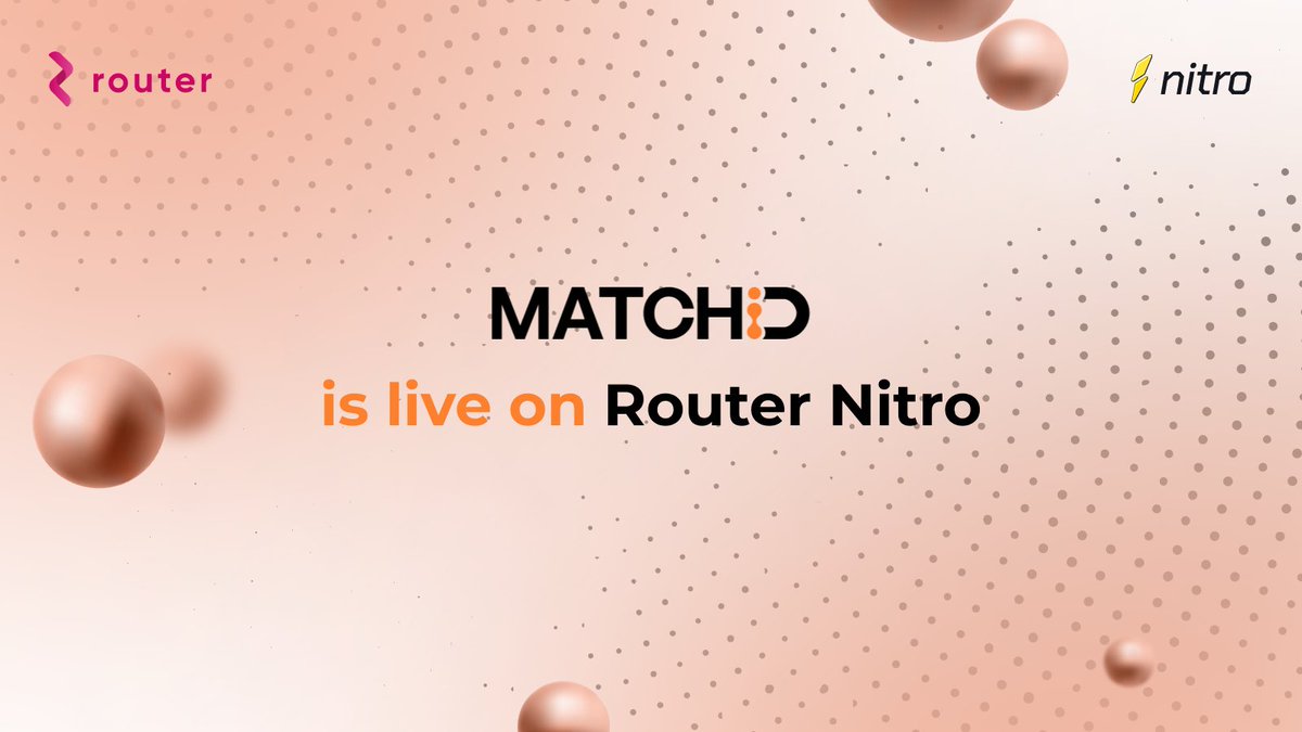 Ditch the long addresses—your <a href="/MatchID_AI/">MatchID</a> ID is all you need on <a href="/NitroByRouter/">Nitro | Powered by Router</a> to receive funds across 40+ EVM chains, with support for Solana and Tron to come very soon.

Check it out now: routernitro.com/swap

How does it work?
1️⃣ Head to Router Nitro.
2️⃣ Instead of your
