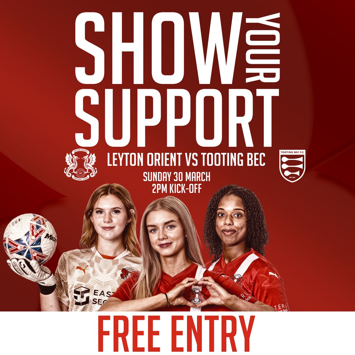 LOFCWomen's tweet photo. Come and support us in E10 again on Sunday 🙏

🆚 Tooting Bec
⏰ 2pm BST
🆓 Entry from 1pm

#LOFC #OneOrient